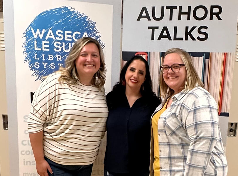 Hannah & Ashley (friend) meeting favorite author, Abby Jimenez